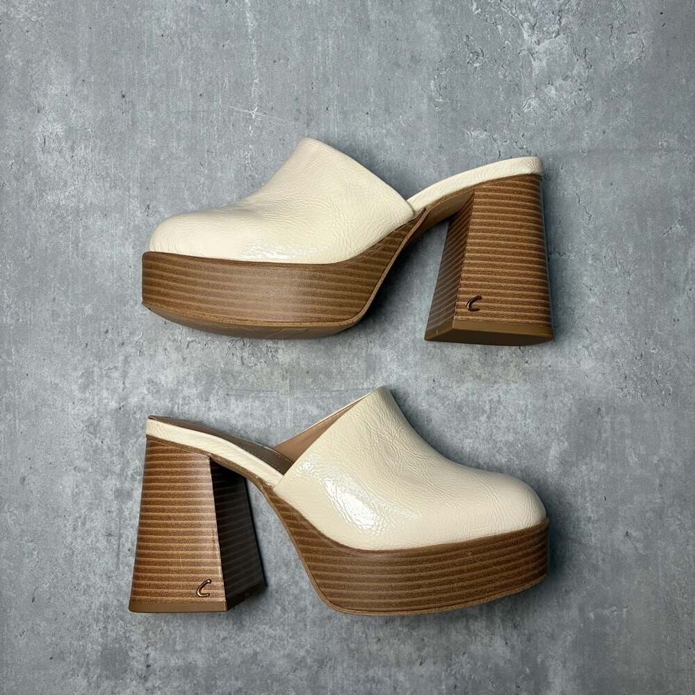 Circus by Sam Edelman Women Shay Mule Vanilla Bean Patent Platform Block Heel 6